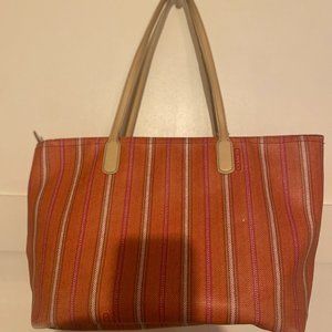 Coach Legacy Weekend Ticking Strip PVC Zip Tote